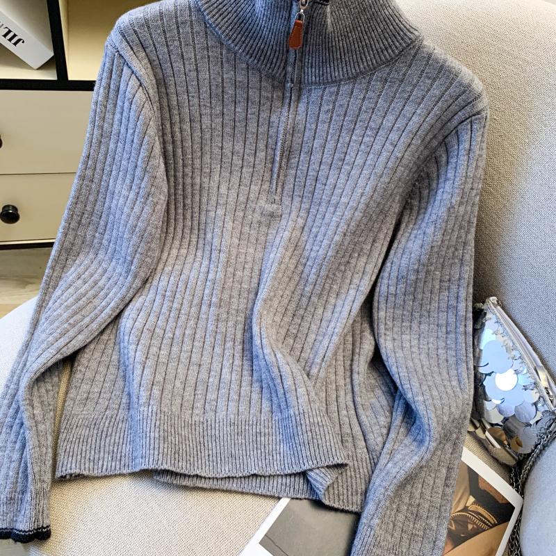 Mixed colors Korean style tops thick sweater for women