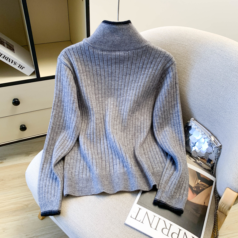 Mixed colors Korean style tops thick sweater for women