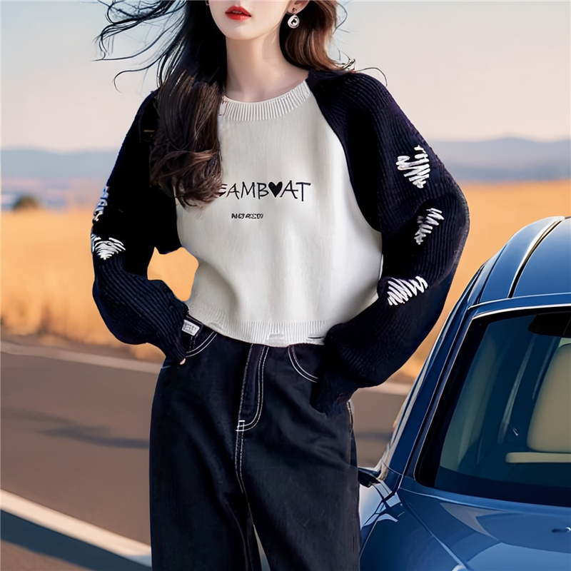 Autumn and winter letters loose sweater for women