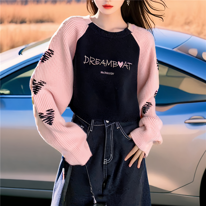 Autumn and winter letters loose sweater for women