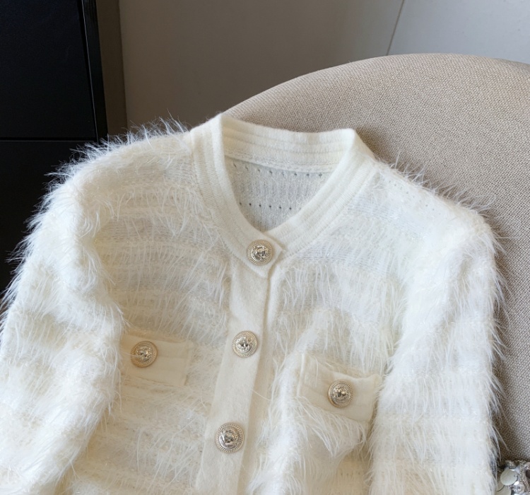 Knitted sweater imitation of mink velvet coat for women