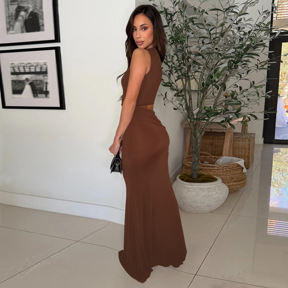 European style sleeveless formal dress sexy dress