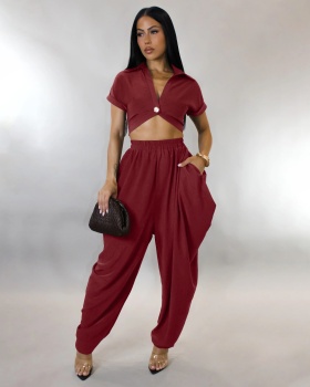 Sexy Casual tops fashion short bloomers a set for women