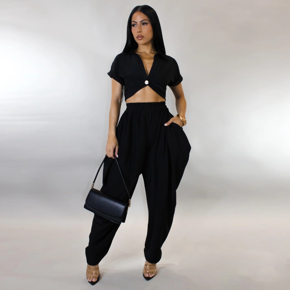 Sexy Casual tops fashion short bloomers a set for women