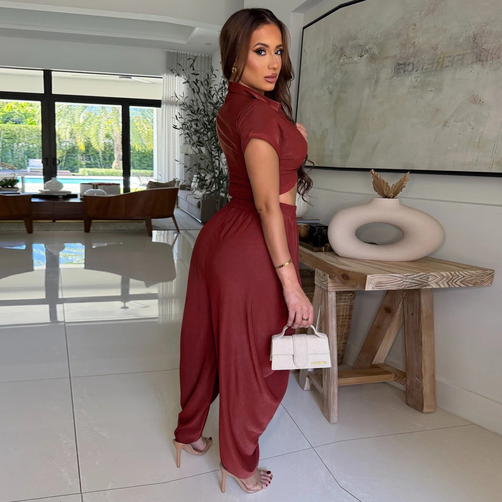 Sexy Casual tops fashion short bloomers a set for women