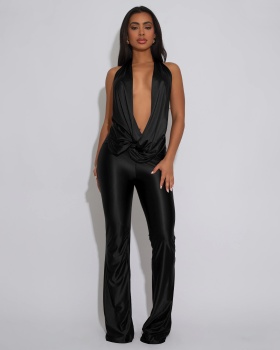 European style slim pants sexy halter jumpsuit