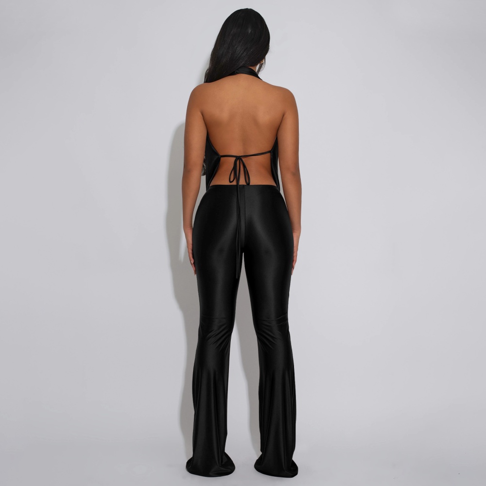 European style slim pants sexy halter jumpsuit