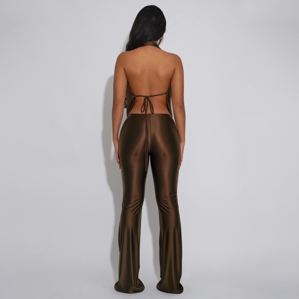 European style slim pants sexy halter jumpsuit
