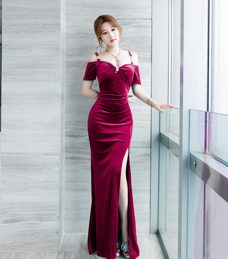 Velvet autumn and winter slim sexy sling dress