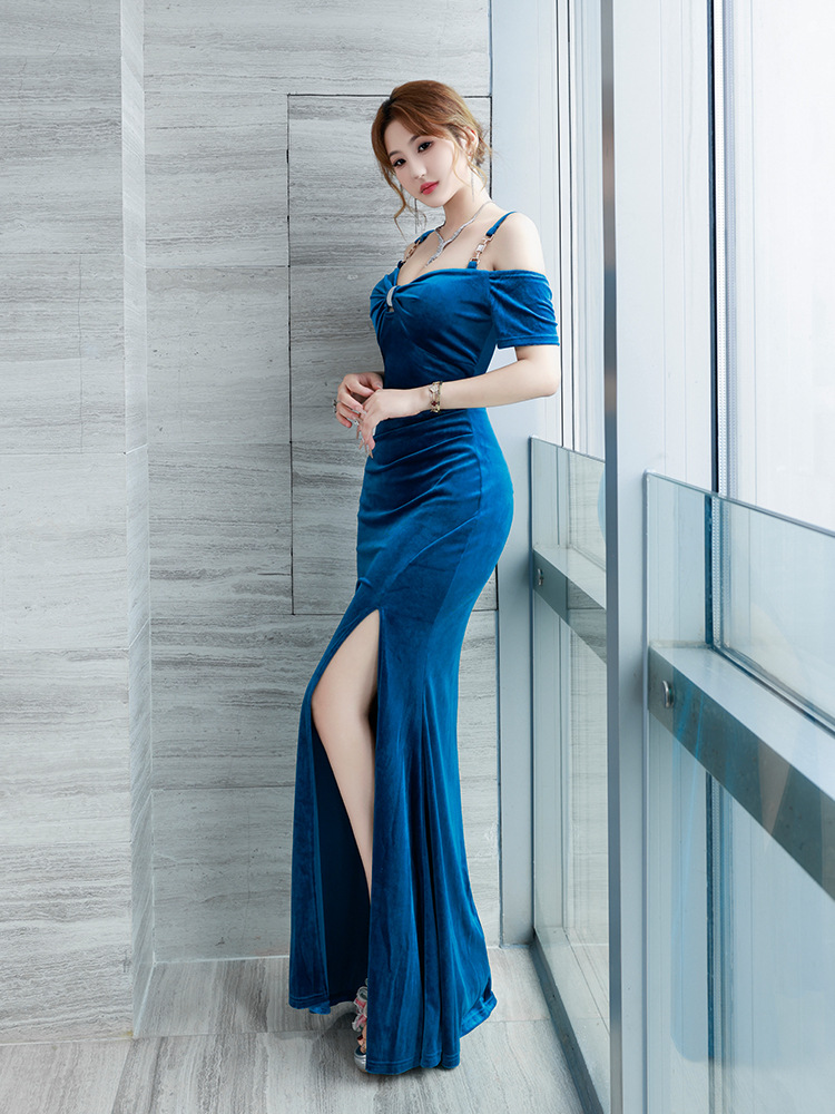 Velvet autumn and winter slim sexy sling dress
