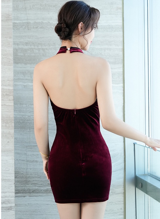 Slim Chinese style jumpsuit autumn and winter nightclub T-back