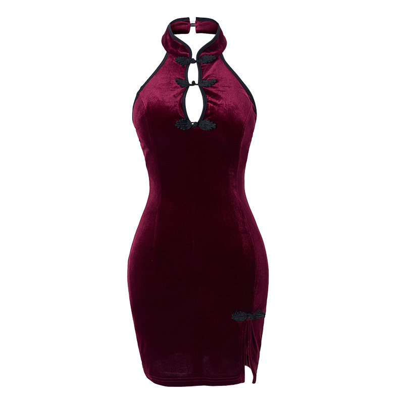 Slim Chinese style jumpsuit autumn and winter nightclub T-back