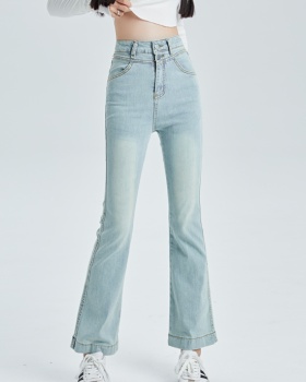 Light color nine tenths high waist straight pants slim jeans
