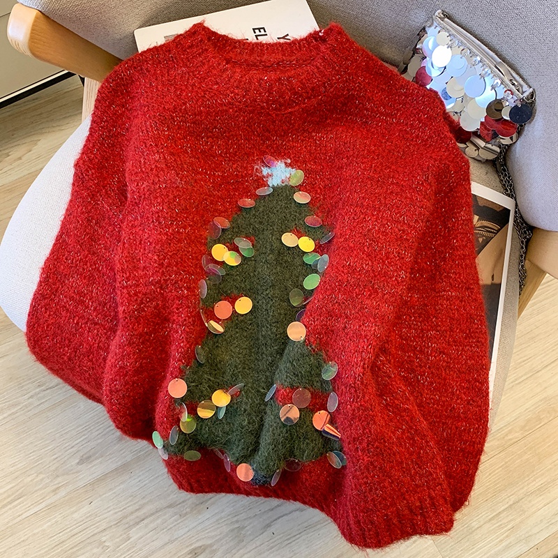 Sequins lazy thick inside the ride christmas sweater for women