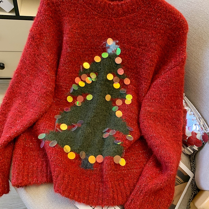 Sequins lazy thick inside the ride christmas sweater for women