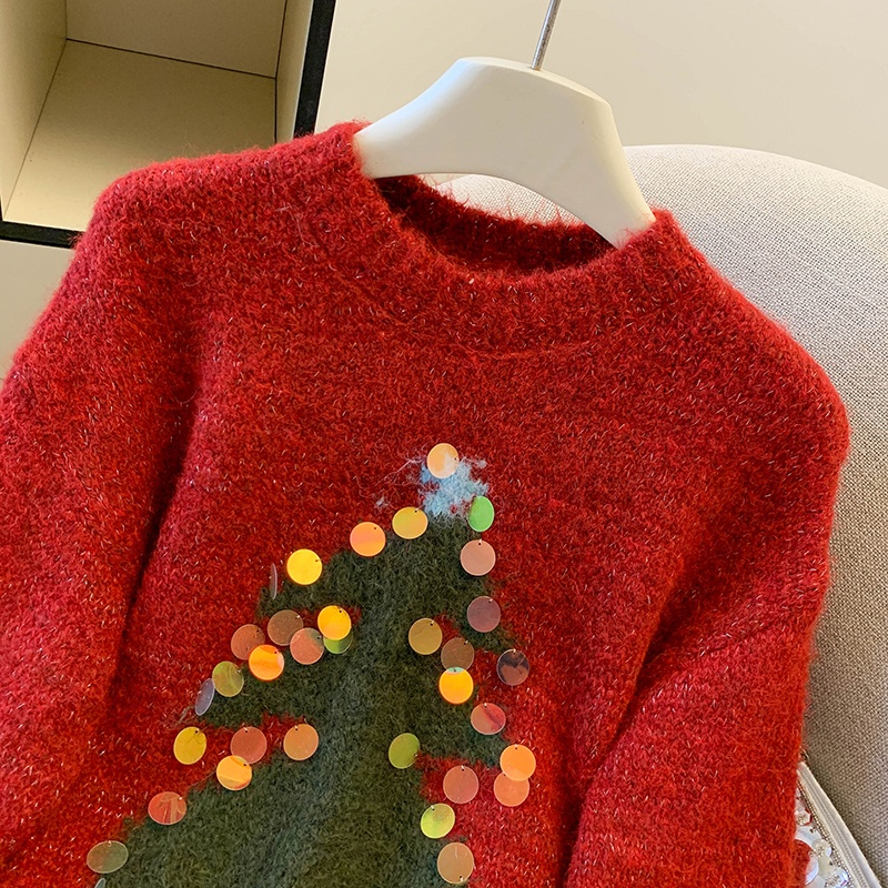 Sequins lazy thick inside the ride christmas sweater for women