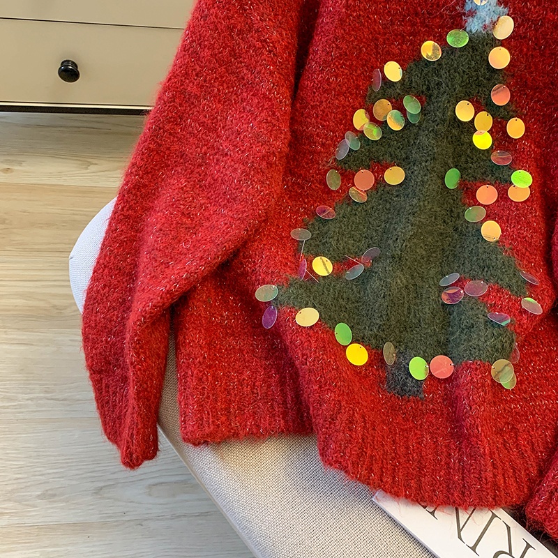 Sequins lazy thick inside the ride christmas sweater for women