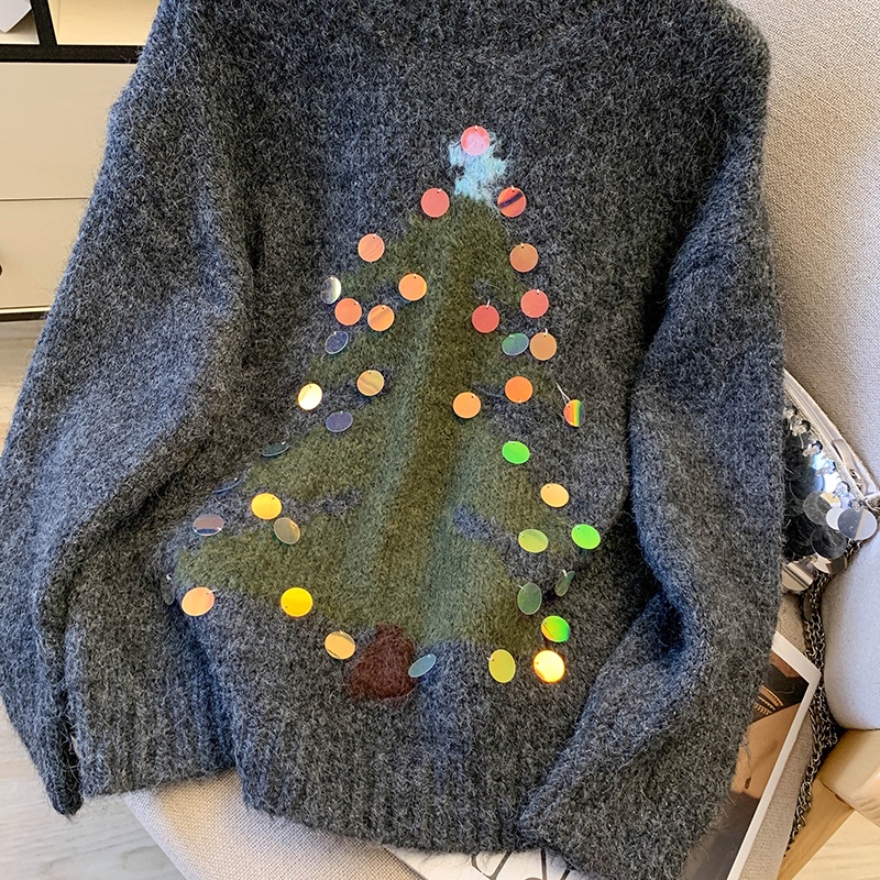Sequins lazy thick inside the ride christmas sweater for women
