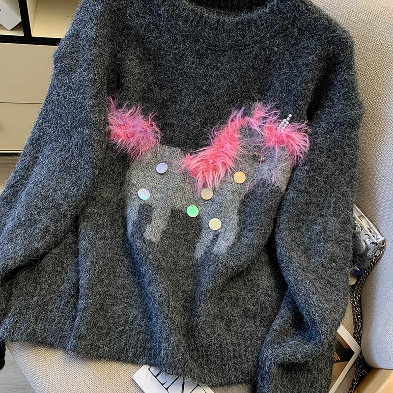 Sequins christmas slim winter pony sweater for women