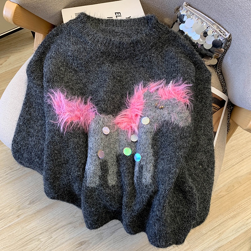 Sequins christmas slim winter pony sweater for women