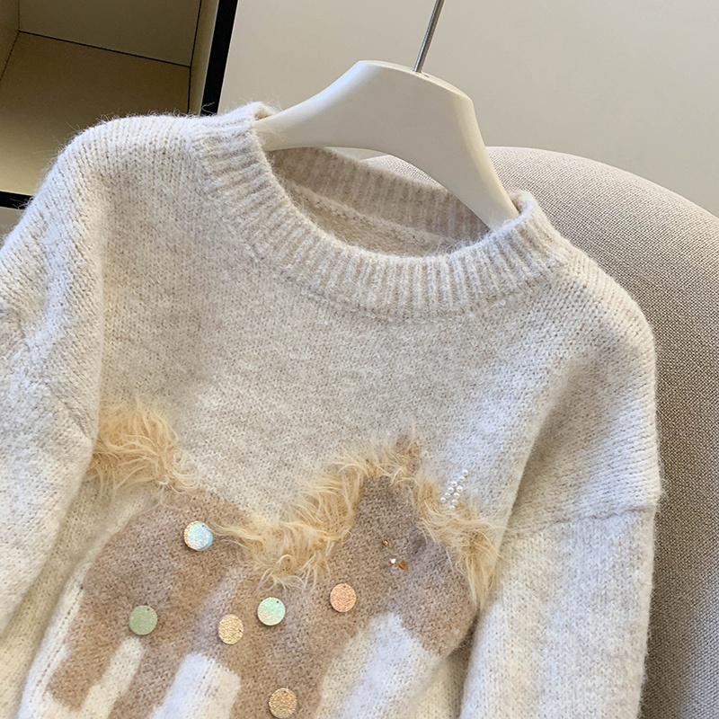 Sequins christmas slim winter pony sweater for women