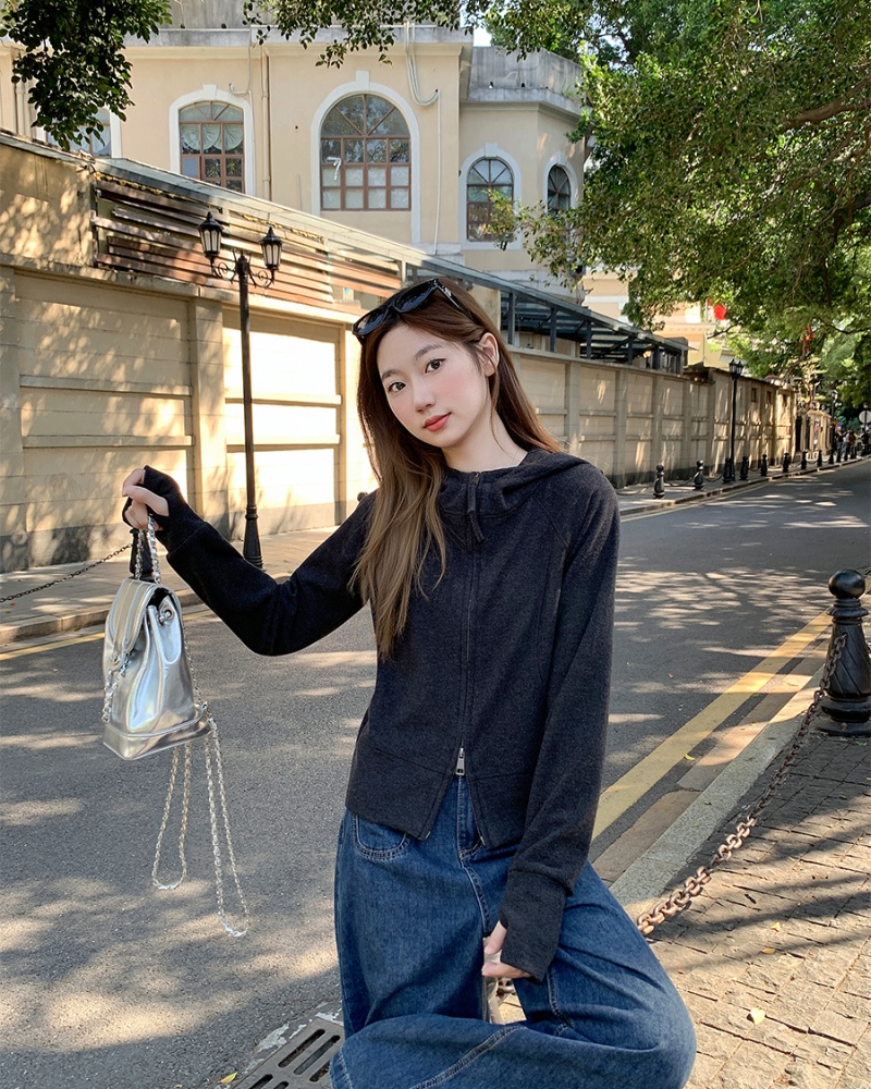 Thermal short hooded tops slim winter plus velvet cardigan