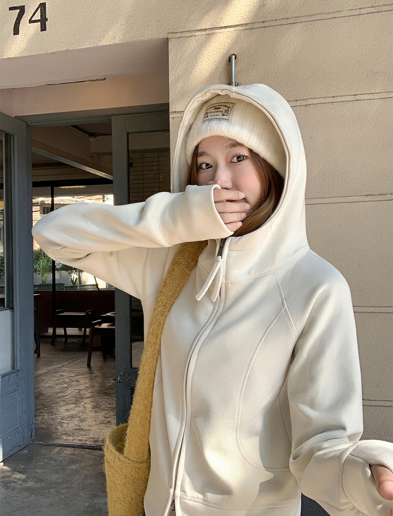 Thermal short hooded tops slim winter plus velvet cardigan