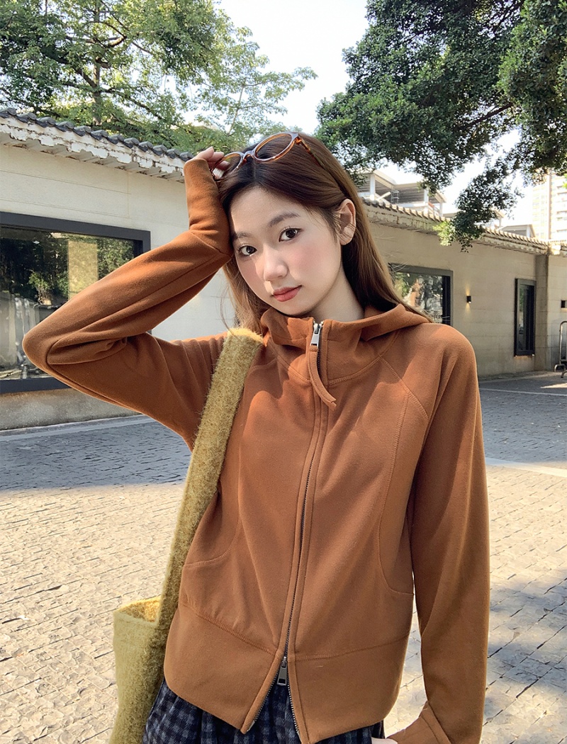 Thermal short hooded tops slim winter plus velvet cardigan