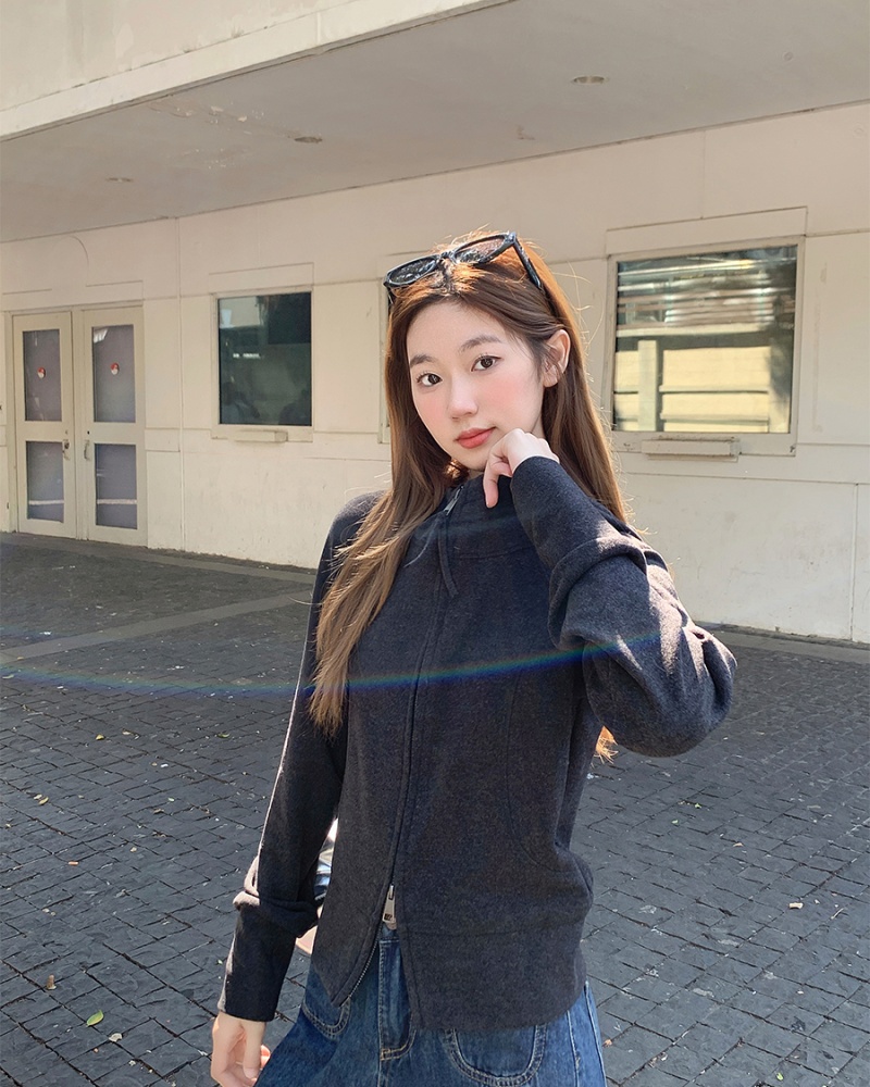 Thermal short hooded tops slim winter plus velvet cardigan