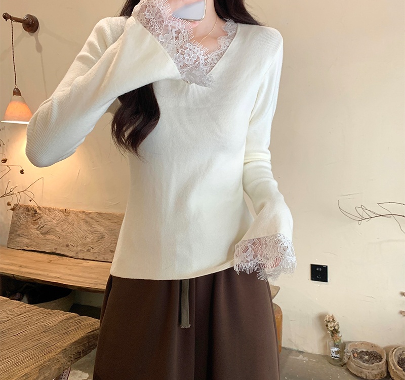 Inside the ride temperament sweater lace tops for women