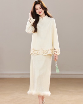 Winter hollow thick Western style skirt 2pcs set