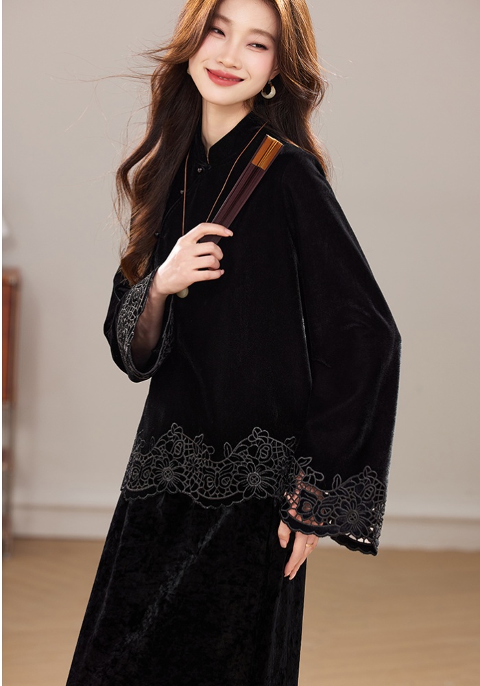 Winter hollow thick Western style skirt 2pcs set