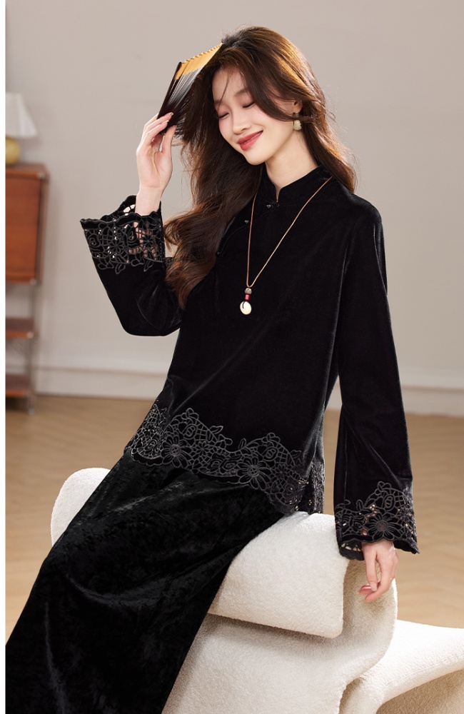 Winter hollow thick Western style skirt 2pcs set