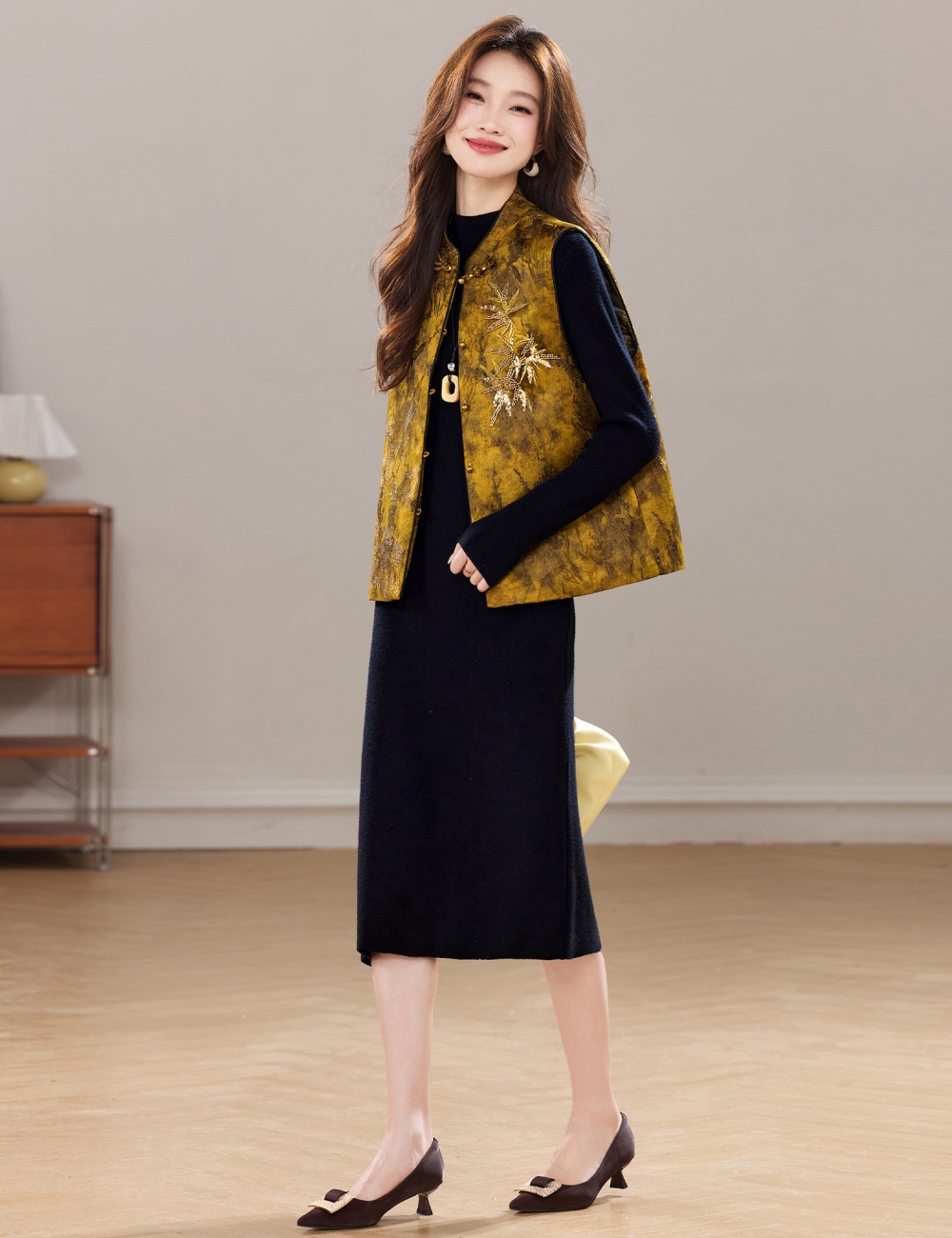 Temperament dress waistcoat 2pcs set for women