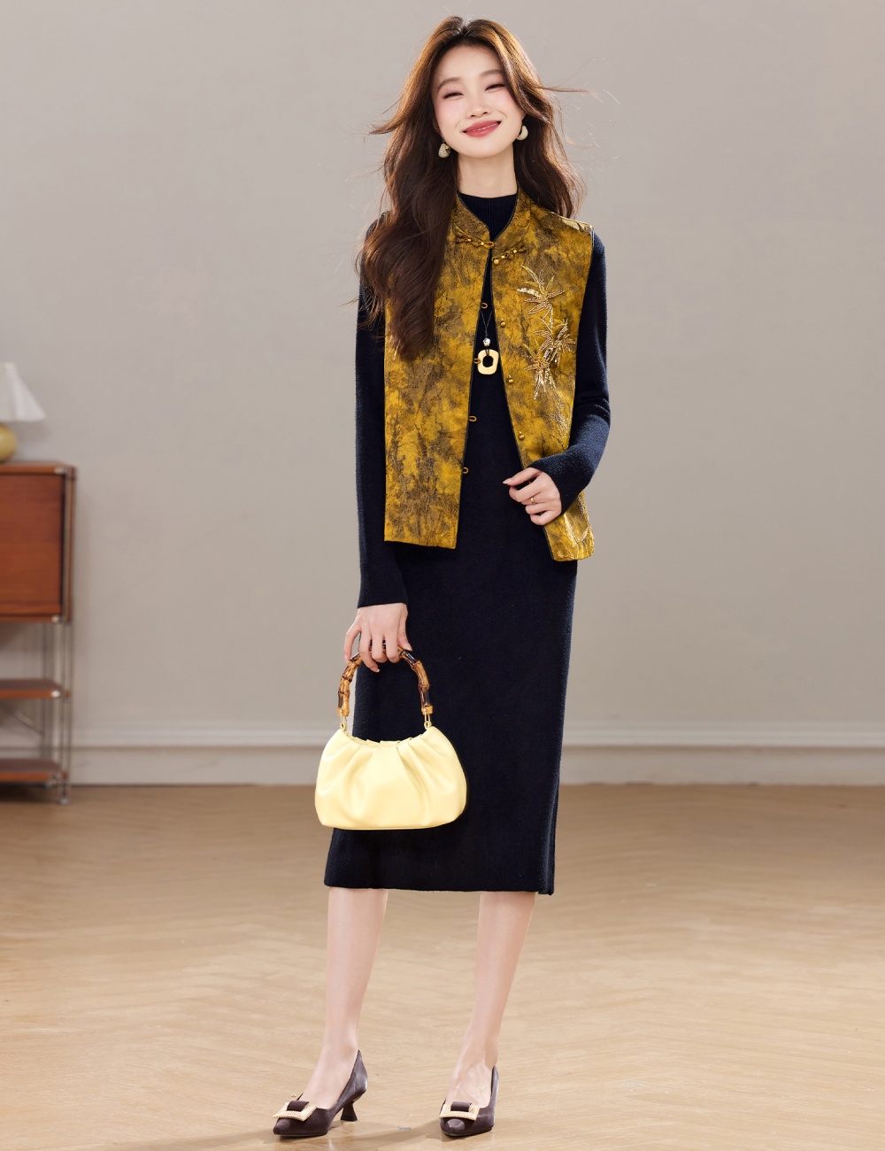 Temperament dress waistcoat 2pcs set for women