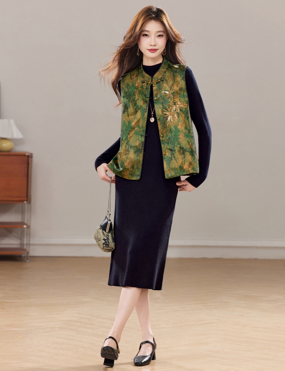 Temperament dress waistcoat 2pcs set for women