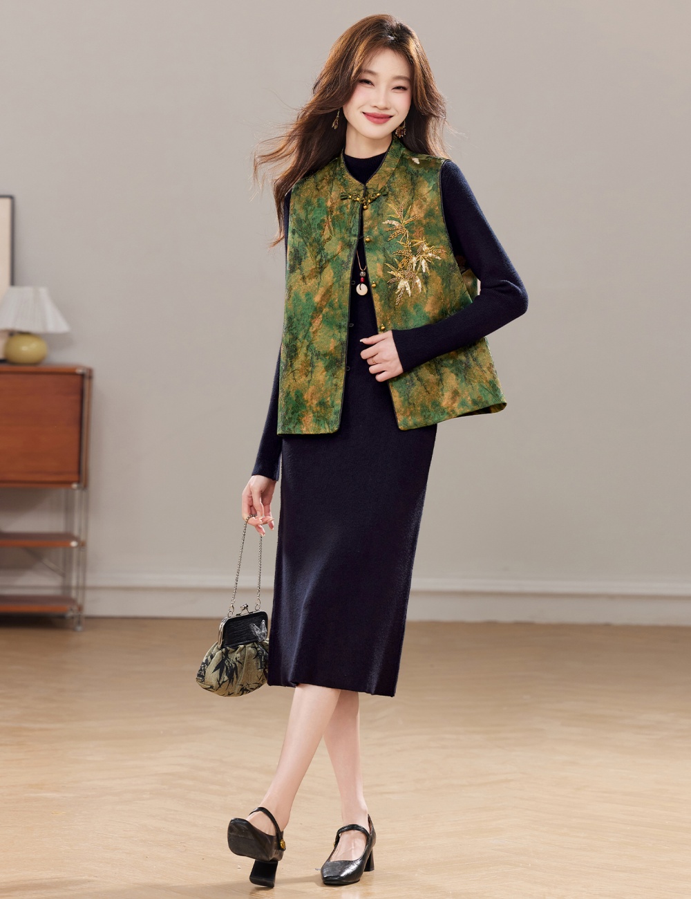 Temperament dress waistcoat 2pcs set for women