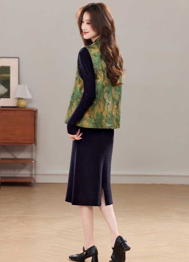 Temperament dress waistcoat 2pcs set for women