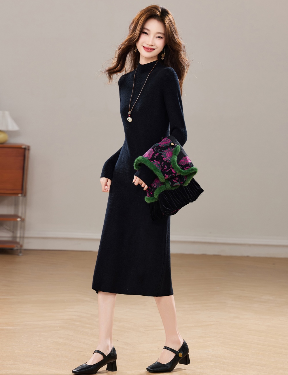 Plus cotton dress waistcoat 2pcs set for women