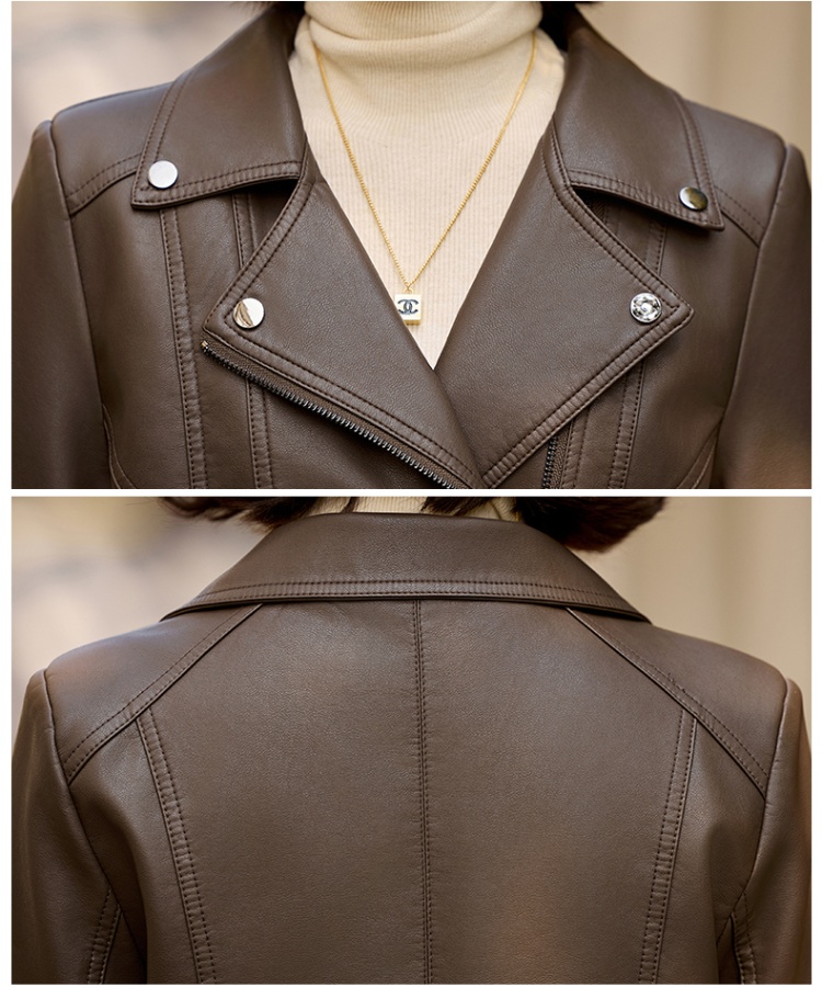 Retro locomotive coat winter plus velvet leather coat