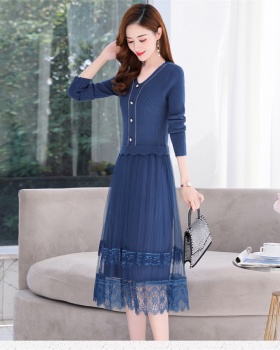 Pseudo-two temperament fashion elegant dress