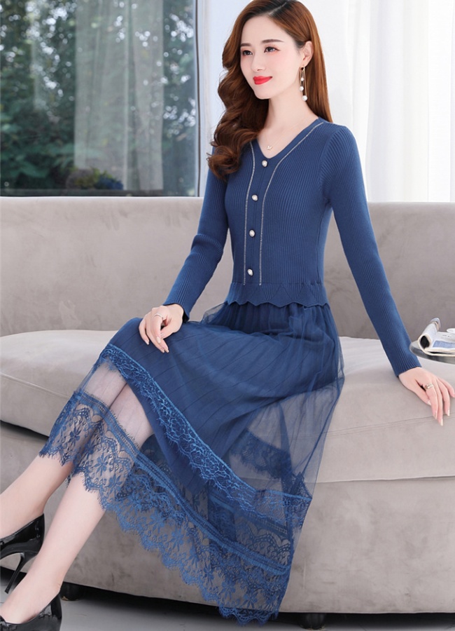 Pseudo-two temperament fashion elegant dress
