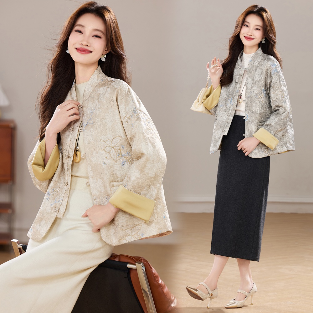 Elegant Chinese style coat winter cotton coat for women