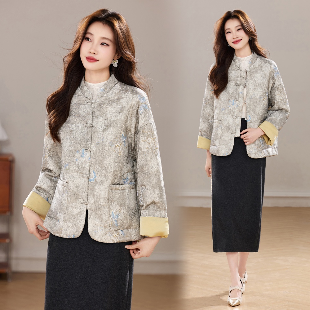 Elegant Chinese style coat winter cotton coat for women