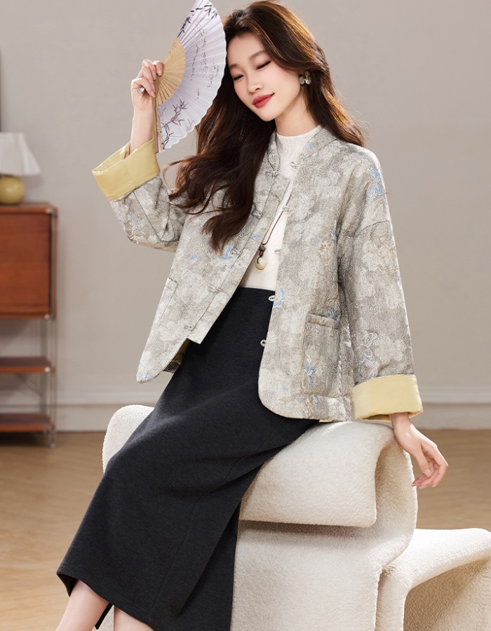 Elegant Chinese style coat winter cotton coat for women