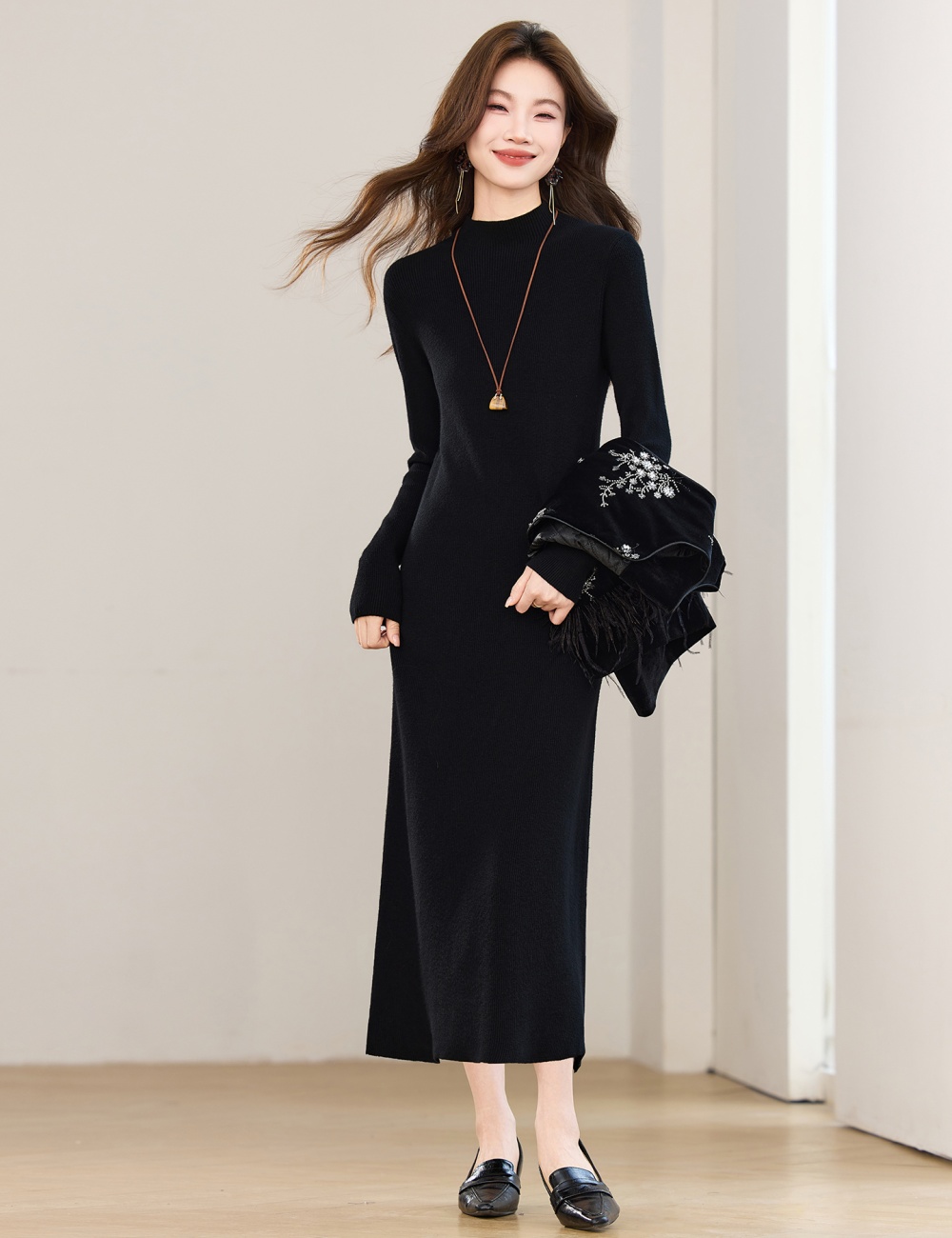 Chinese style dress plus cotton waistcoat 2pcs set for women