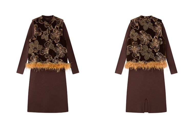 Plus cotton waistcoat winter dress 2pcs set for women