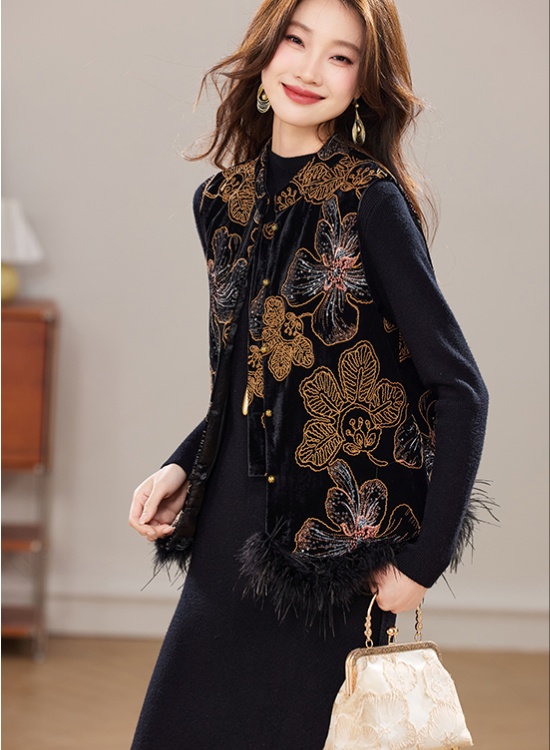 Plus cotton waistcoat winter dress 2pcs set for women