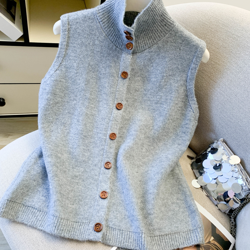 High collar temperament tops simple sweater