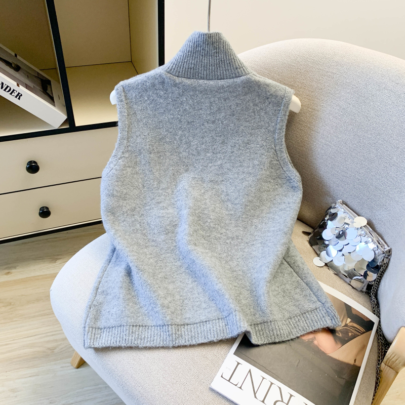 High collar temperament tops simple sweater